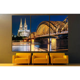 Night View Of Cologne Cathedral №859 Ready to Hang Canvas Print