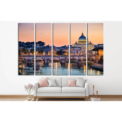 Night view of the Basilica St Peter, Rome, Italy №1173 Ready to Hang Canvas Print - Zellart Canvas Prints ALL_Products, s-1173