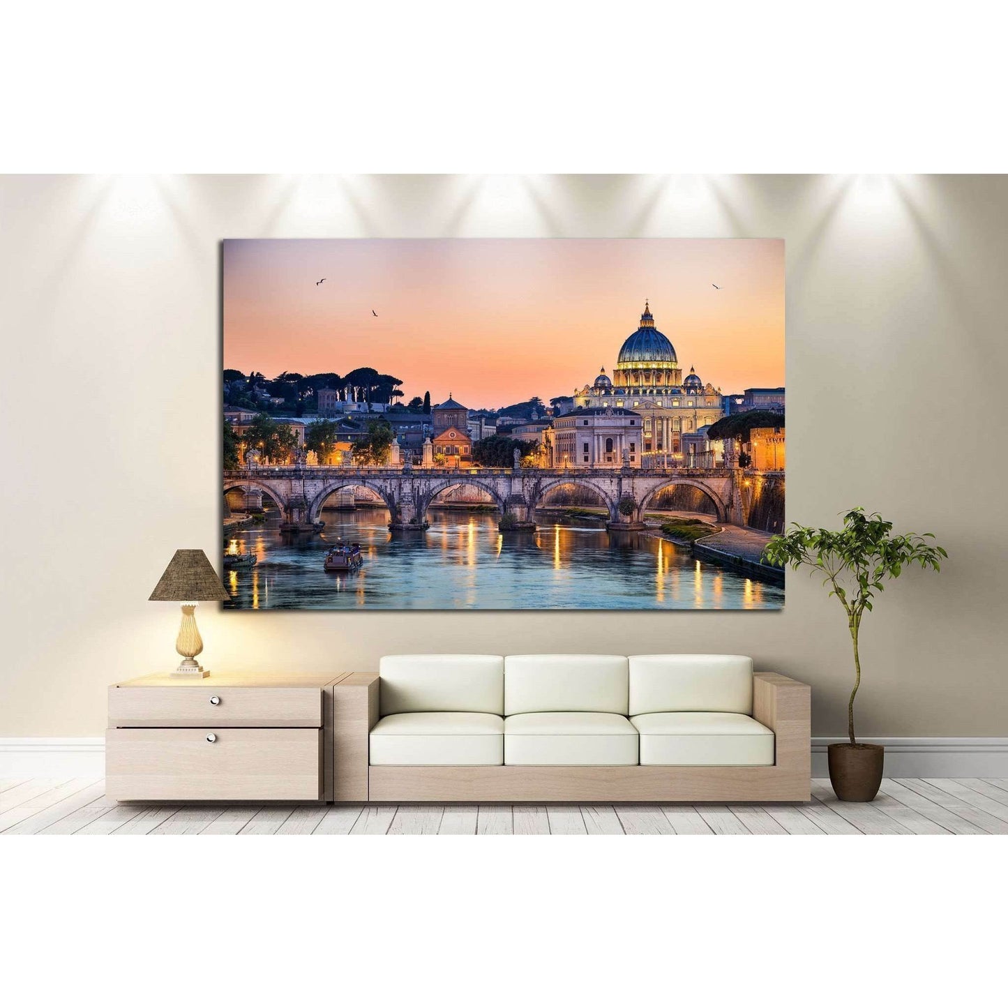 Night view of the Basilica St Peter, Rome, Italy №1173 Ready to Hang Canvas Print - Zellart Canvas Prints ALL_Products, s-1173