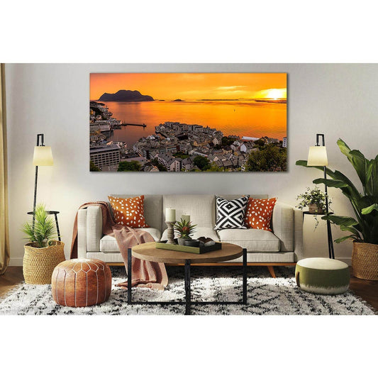 Norway Sunset Evening Coast №SL211 Ready to Hang Canvas Print - Zellart Canvas Prints 0new, ALL_Products, SUNRISE & SUNSET WALL ART