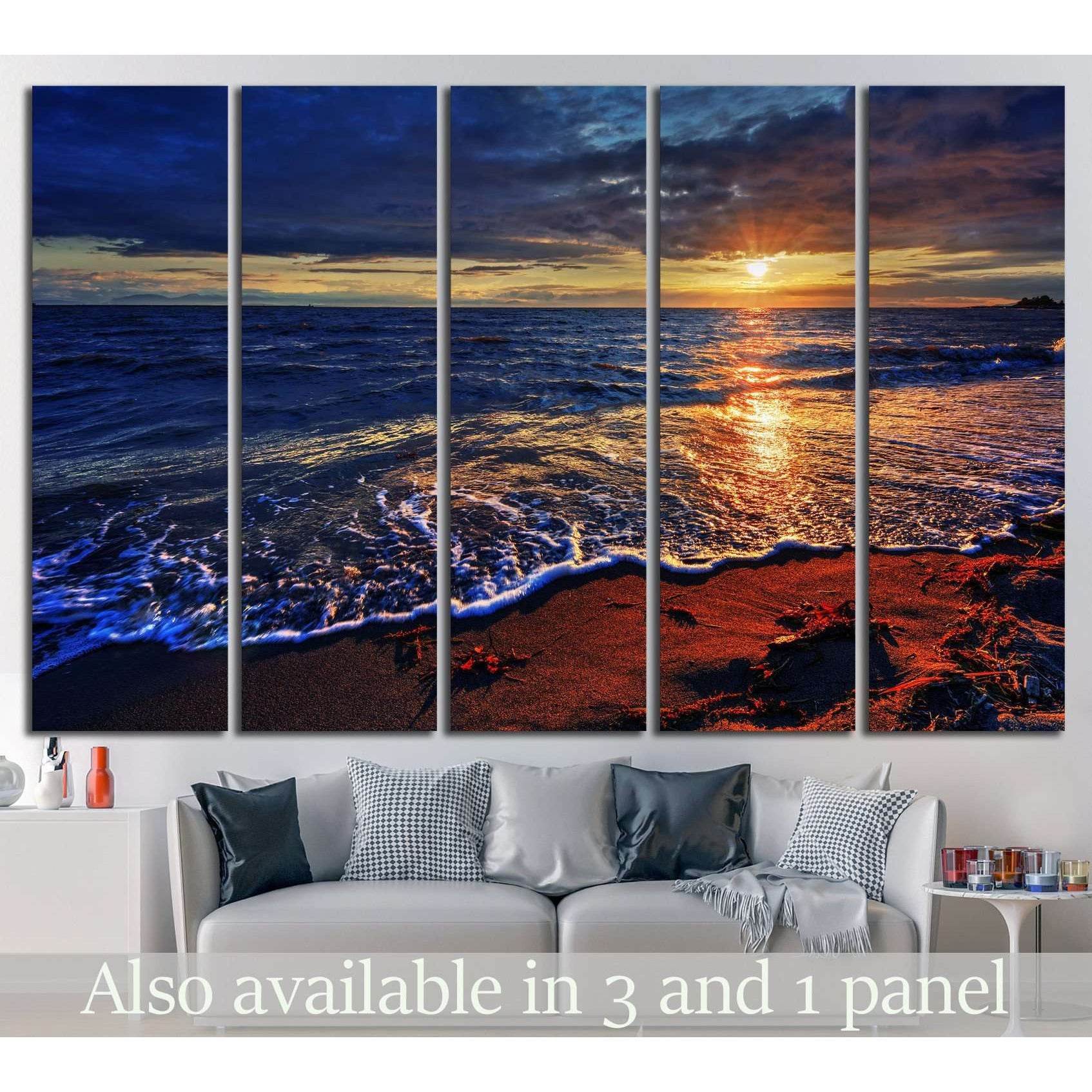 ocean beach with a breaking wave №845 Ready to Hang Canvas Print - Zellart Canvas Prints ALL_Products, s-845