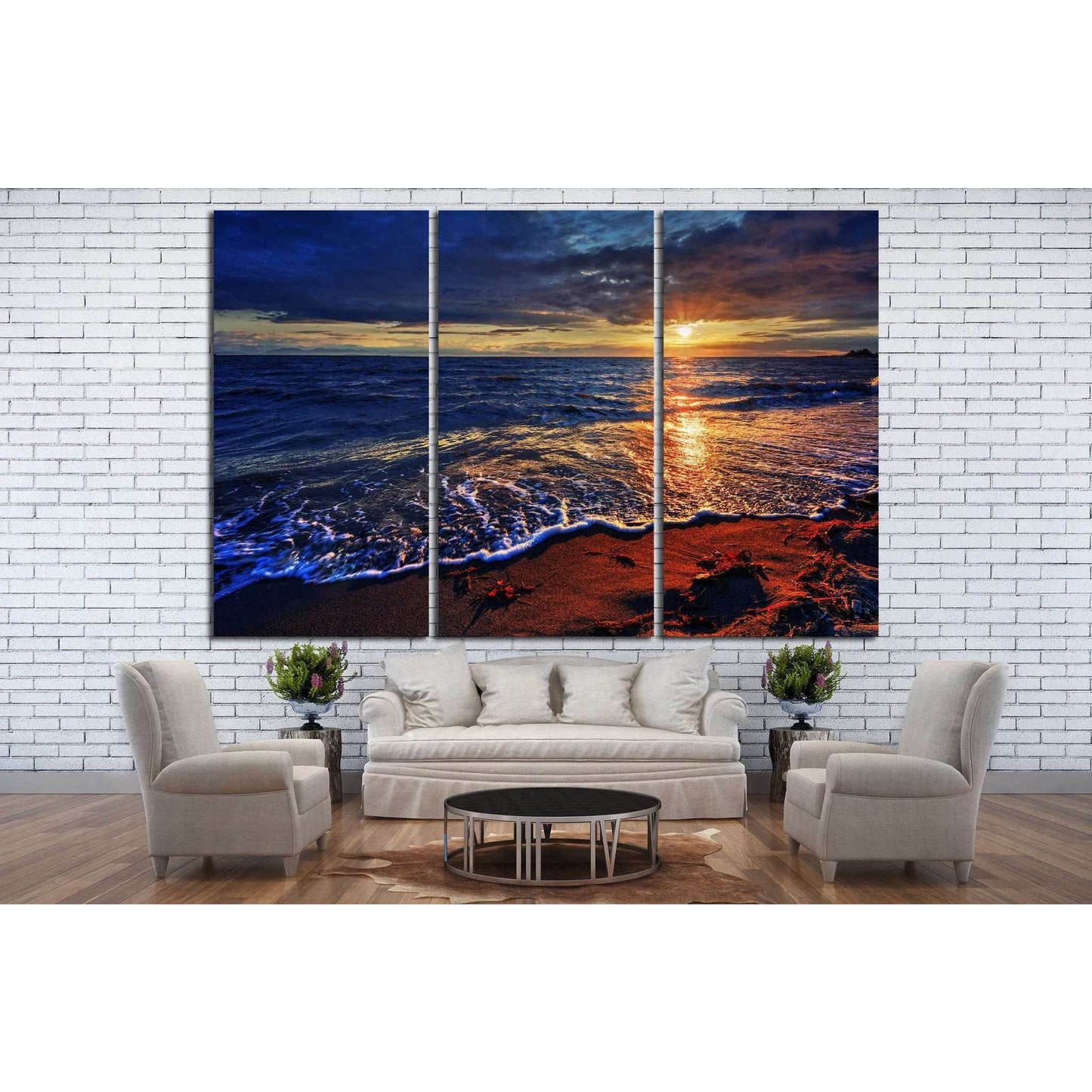 ocean beach with a breaking wave №845 Ready to Hang Canvas Print - Zellart Canvas Prints ALL_Products, s-845