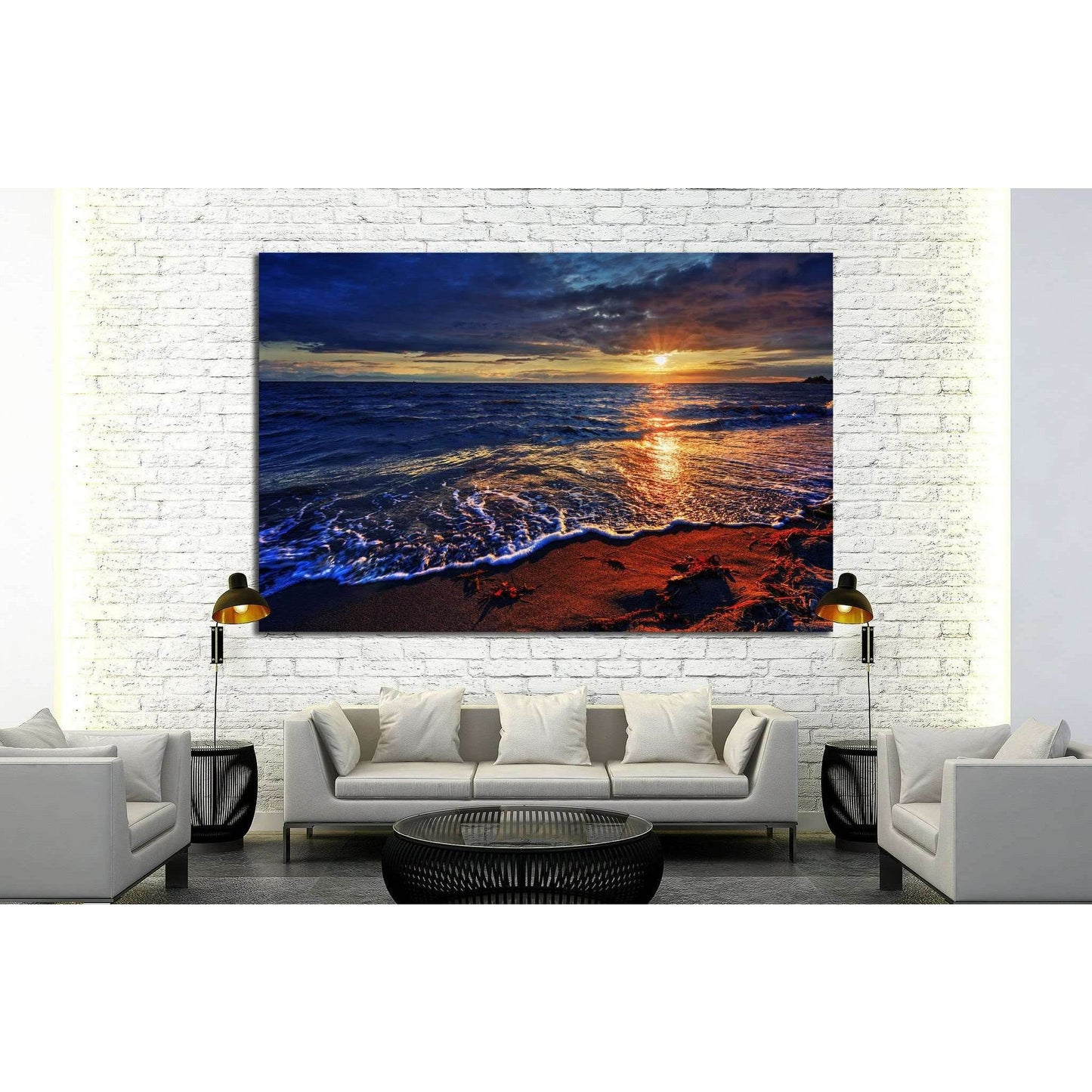 ocean beach with a breaking wave №845 Ready to Hang Canvas Print - Zellart Canvas Prints ALL_Products, s-845