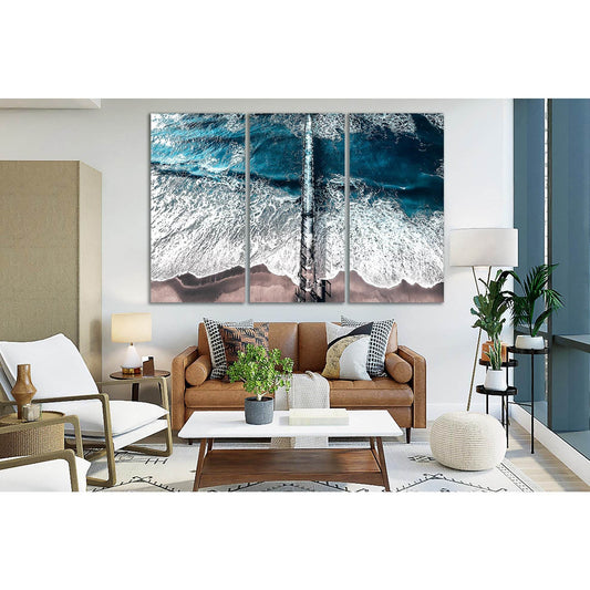 Ocean Pier Blue Water №SL203 Ready to Hang Canvas Print - Zellart Canvas Prints 0new, ALL_Products, Beach Ocean & Waves