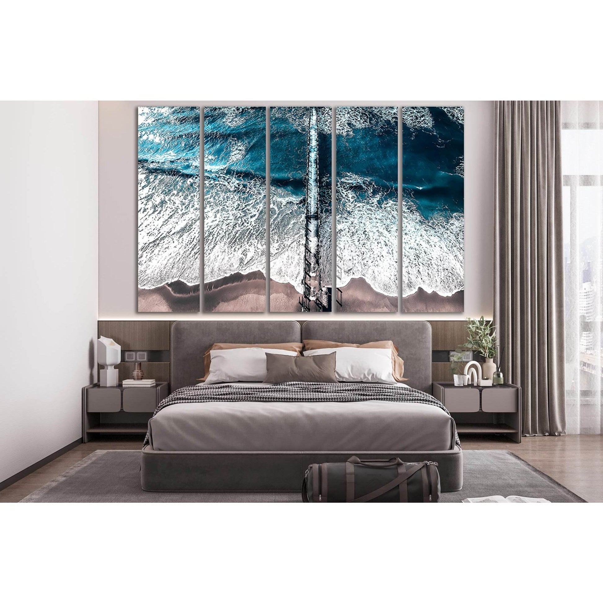 Ocean Pier Blue Water №SL203 Ready to Hang Canvas Print - Zellart Canvas Prints 0new, ALL_Products, Beach Ocean & Waves