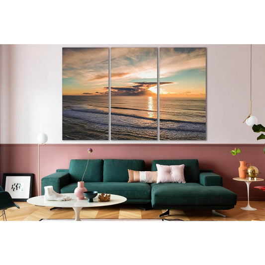 Ocean Sunset And Beautiful Clouds №SL175 Ready to Hang Canvas Print - Zellart Canvas Prints 0new, ALL_Products, Beach Ocean & Waves