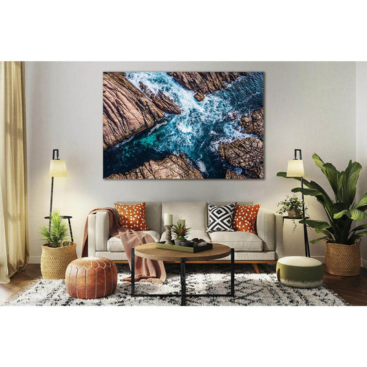 Ocean Surf In The Rocks №SL127 Ready to Hang Canvas Print - Zellart Canvas Prints 0new, ALL_Products, Beach Ocean & Waves