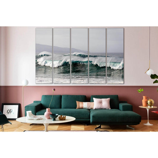 Ocean Wave Under Gray Sky №SL84 Ready to Hang Canvas Print - Zellart Canvas Prints 0new, ALL_Products, Beach Ocean & Waves