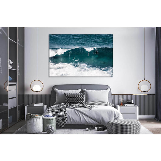 Ocean Waves And Dolphins №SL81 Ready to Hang Canvas Print - Zellart Canvas Prints 0new, ALL_Products, Beach Ocean & Waves