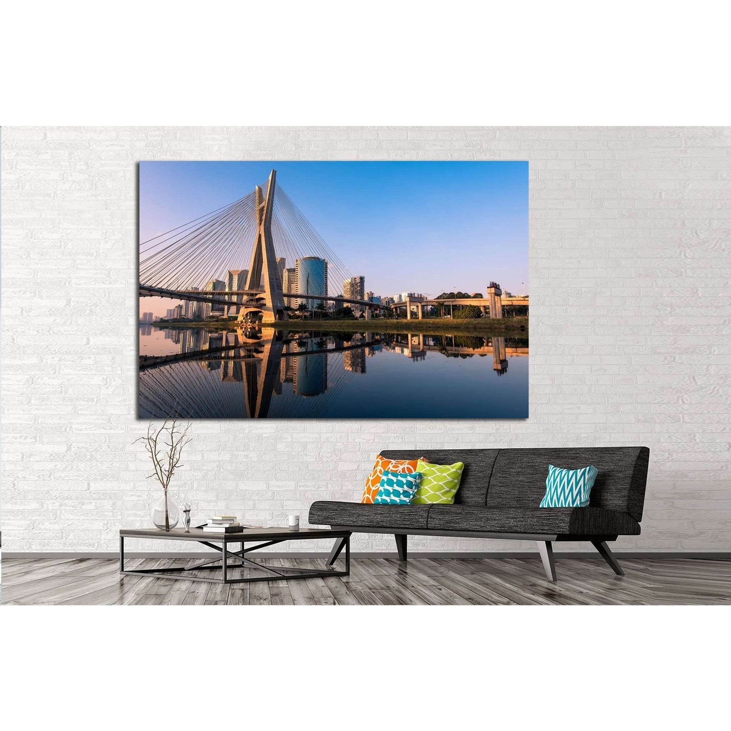 Octavio Frias de Oliveira Bridge in Sao Paulo №1241 Ready to Hang Canvas Print - Zellart Canvas Prints ALL_Products, s-1241