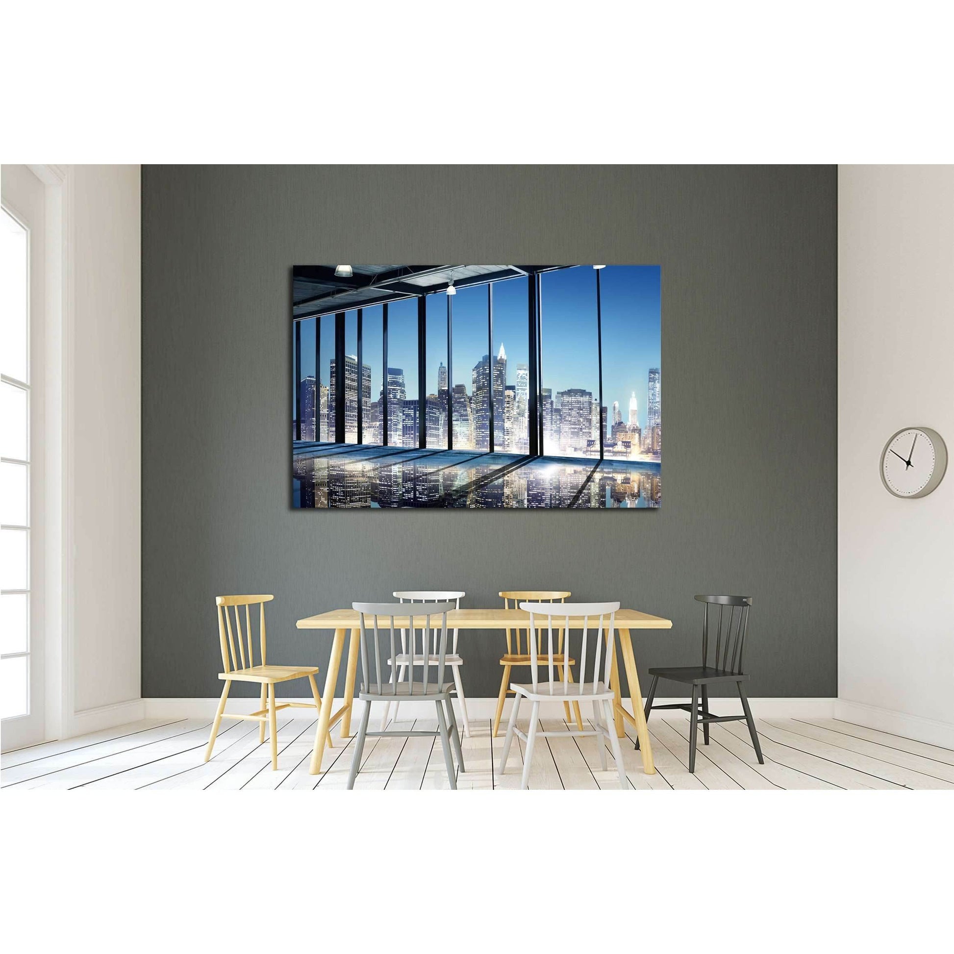 Office Cityscape Builidings Contemporary Interior Room Modern Concept №2174 Ready to Hang Canvas Print - Zellart Canvas Prints ALL_Products, s-2174