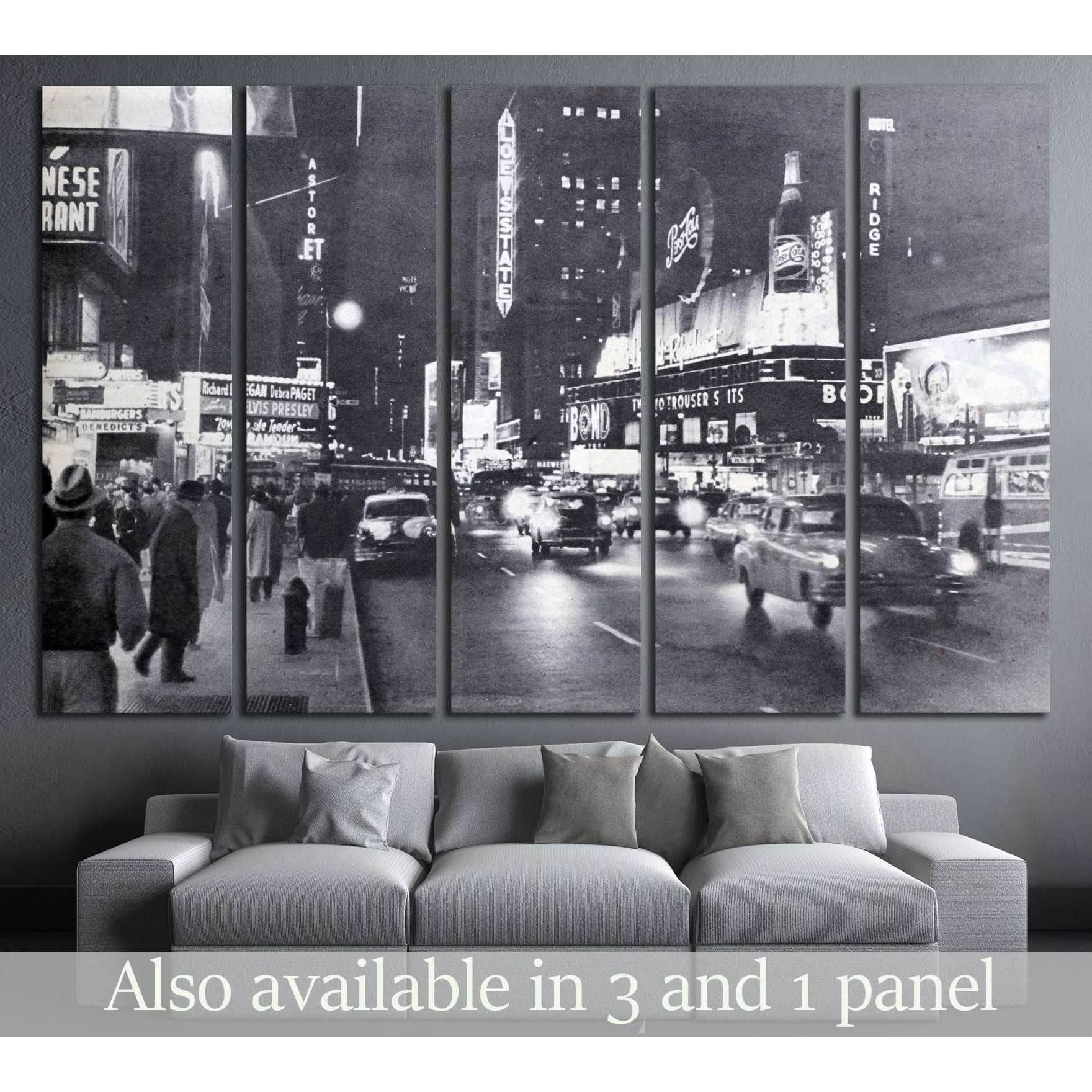 Ogoniok shows old photo of Broadway in New York made by U. №2601 Ready to Hang Canvas Print - Zellart Canvas Prints 0_NY_ART, ALL_Products, s-2601