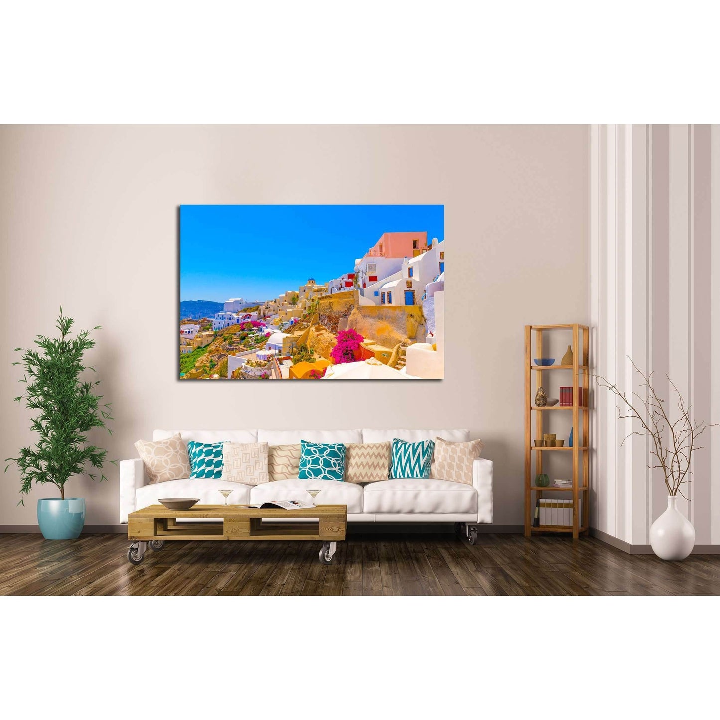 Oia is the most beautiful village of Santorini island in Greece №2640 Ready to Hang Canvas Print - Zellart Canvas Prints ALL_Products, s-2640
