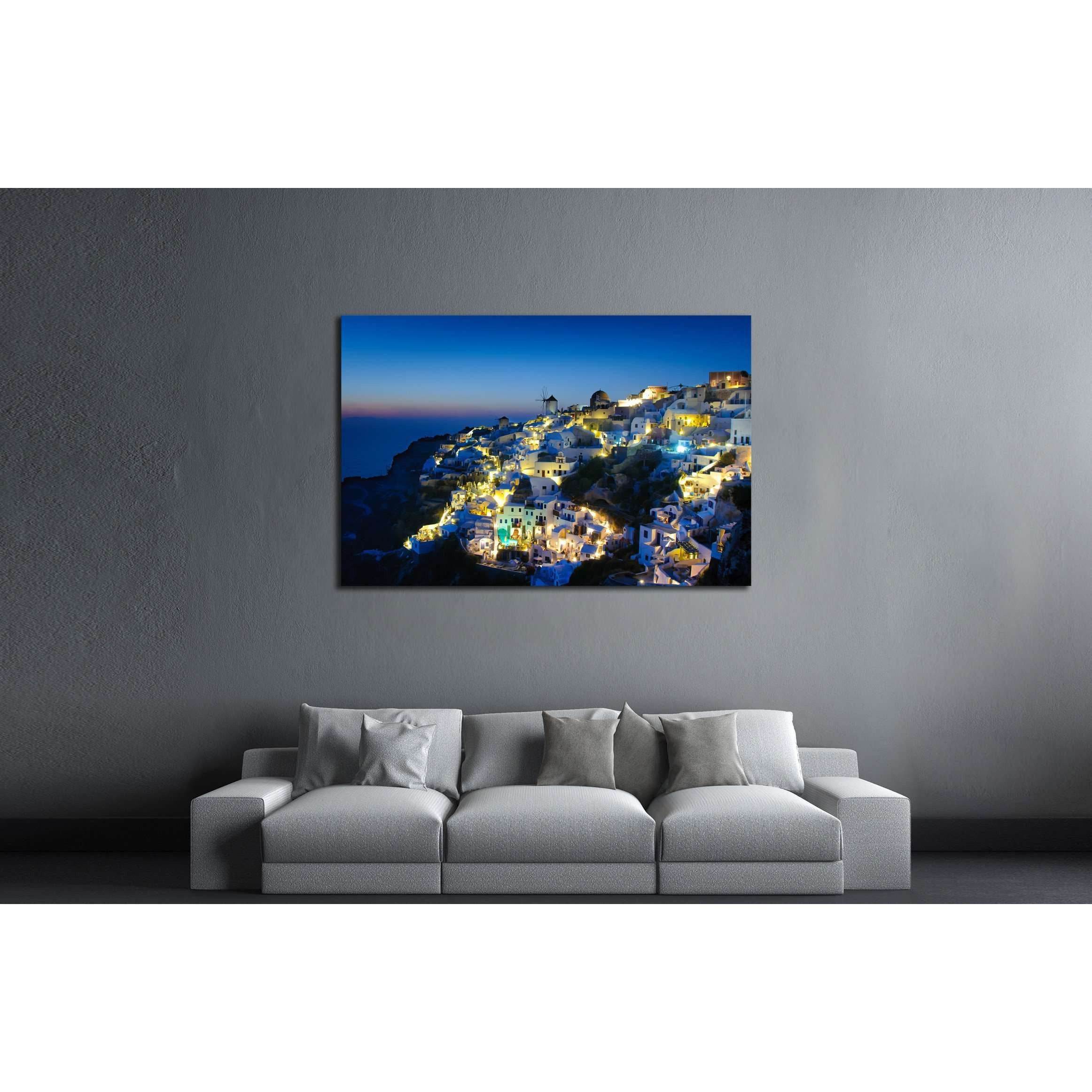 Oia village in Santorini at in the evening, Greece №2242 Ready to Hang Canvas Print