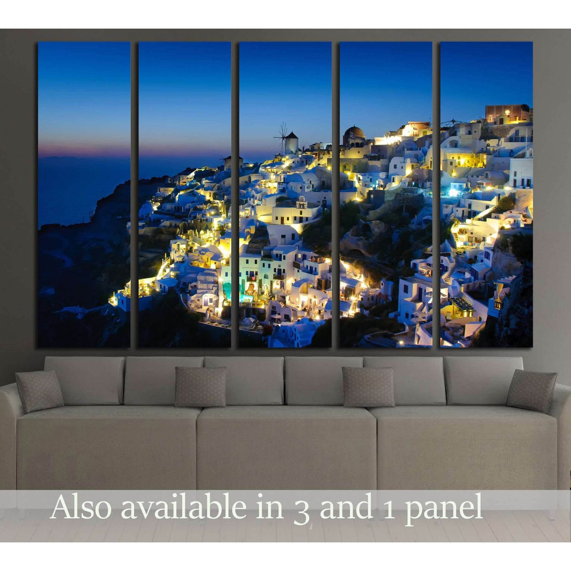 Oia village in Santorini at in the evening, Greece №2242 Ready to Hang Canvas Print