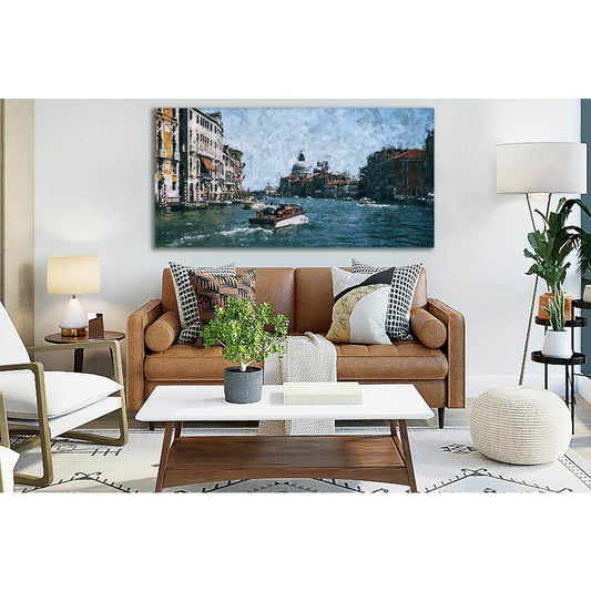 Oil Painting Boat Venice №SL566 Ready to Hang Canvas Print - Zellart Canvas Prints 0new, ALL_Products, Oil Painting Wall Art
