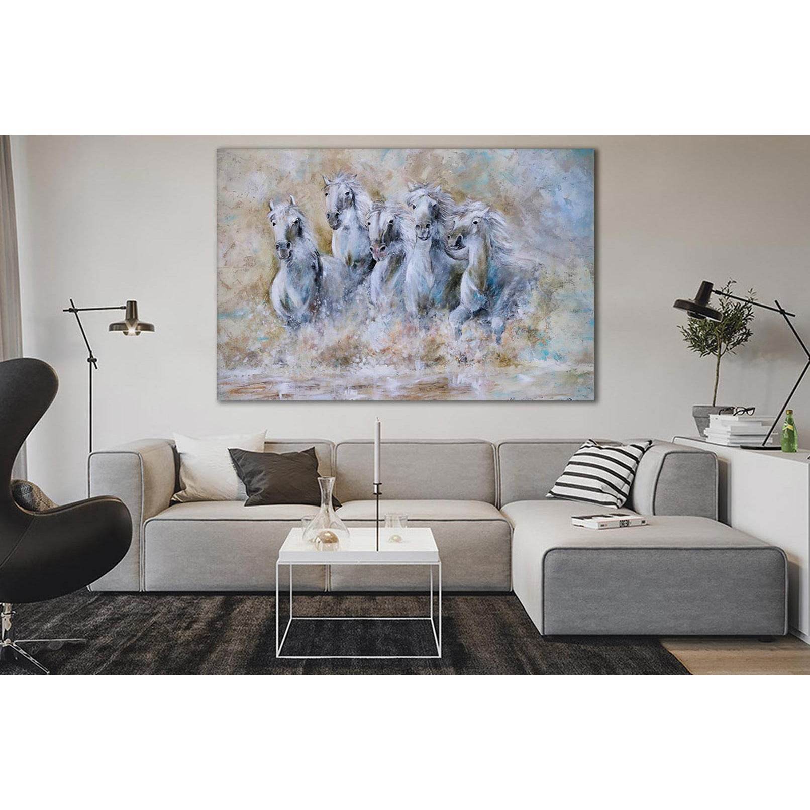 Oil Painting Horses №SL574 Ready to Hang Canvas Print - Zellart Canvas Prints 0new, ALL_Products, Horses, Oil Painting Wall Art