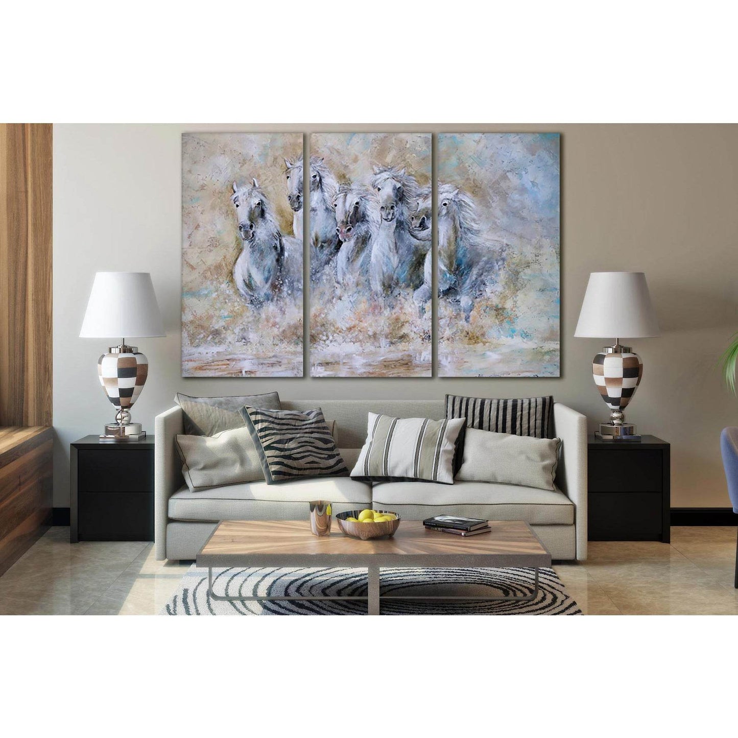 Oil Painting Horses №SL574 Ready to Hang Canvas Print - Zellart Canvas Prints 0new, ALL_Products, Horses, Oil Painting Wall Art