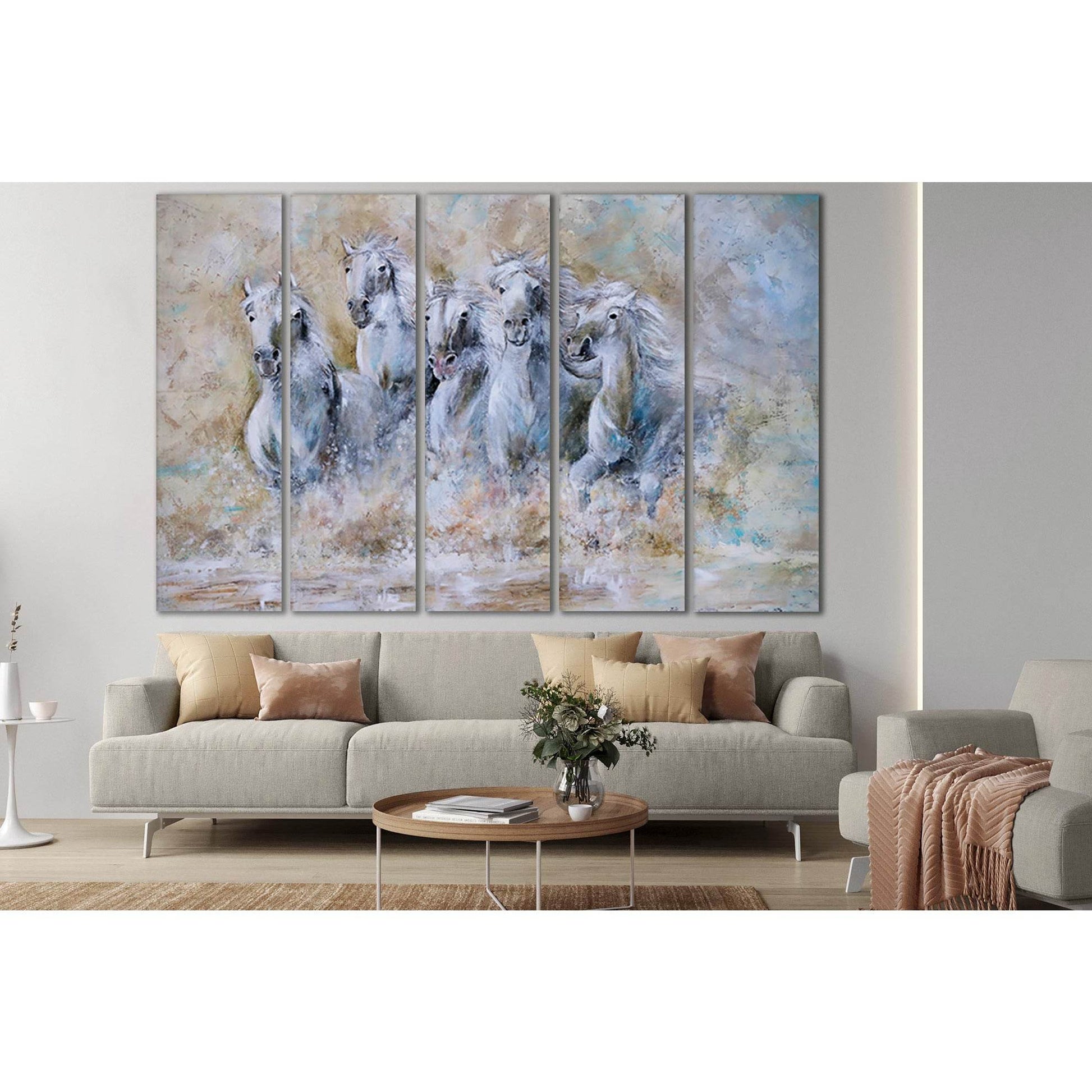 Oil Painting Horses №SL574 Ready to Hang Canvas Print - Zellart Canvas Prints 0new, ALL_Products, Horses, Oil Painting Wall Art