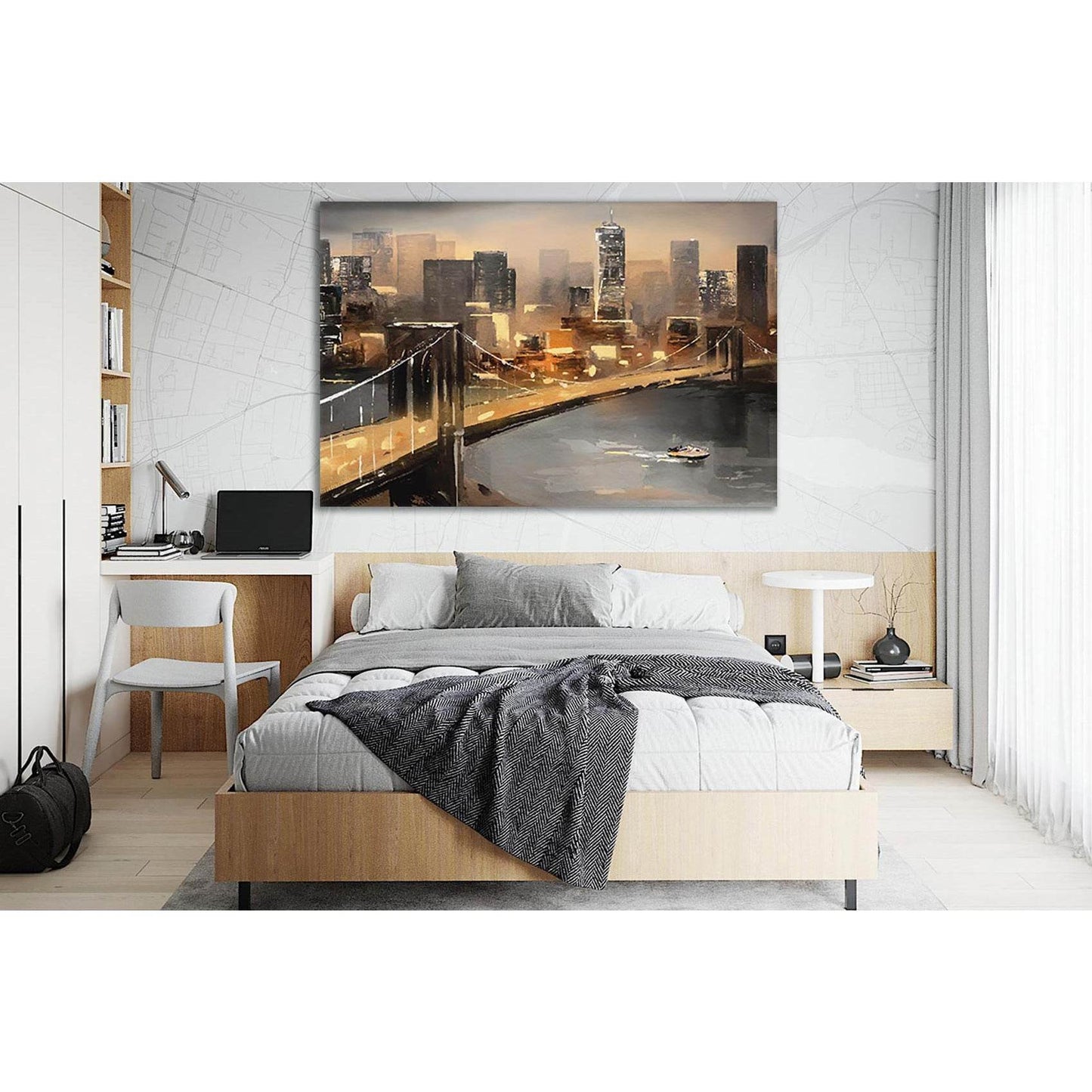 Oil Painting On Canvas New York №SL583 Ready to Hang Canvas Print - Zellart Canvas Prints 0_NY_ART, 0new, ALL_Products, Oil Painting Wall Art