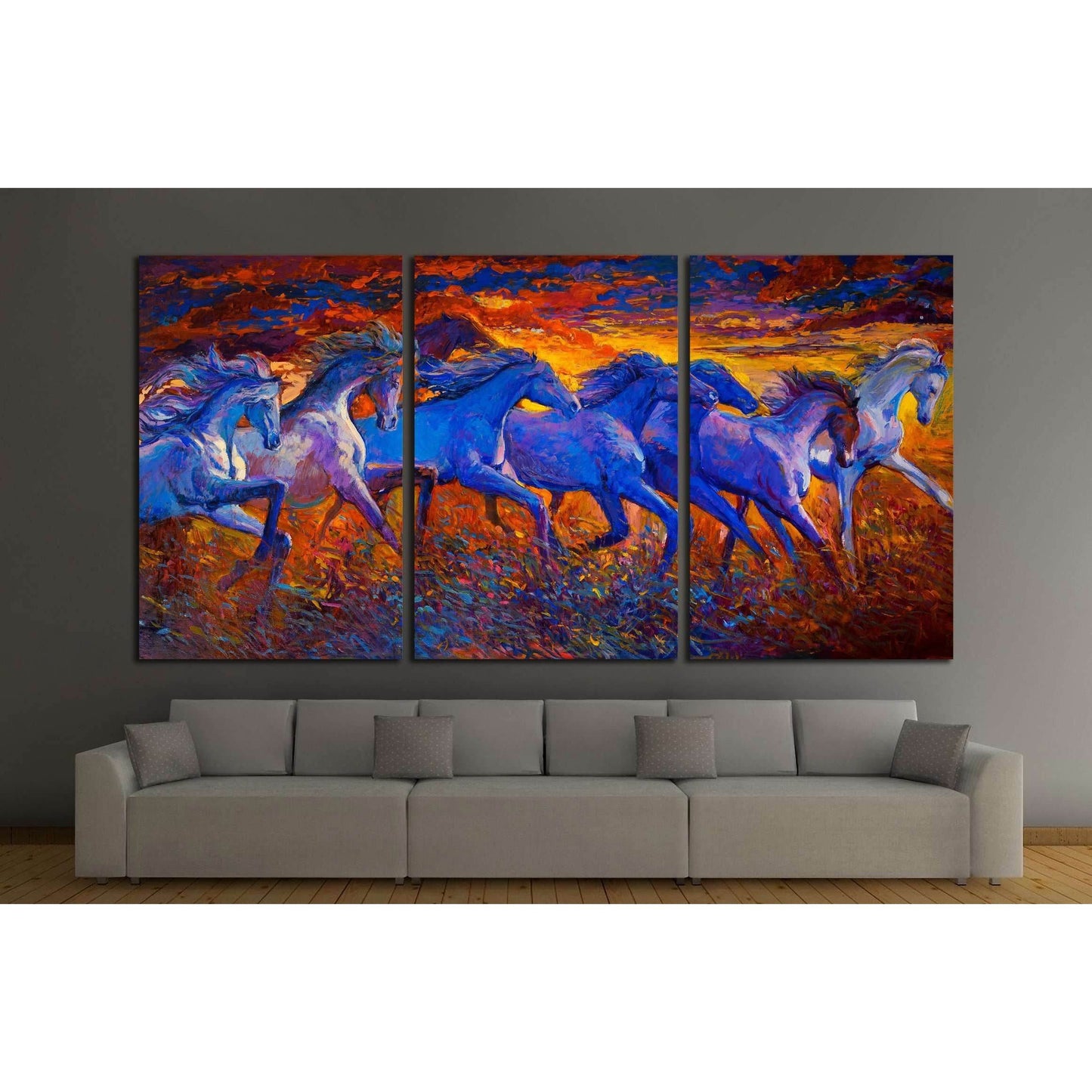 Oil painting. Running horses №2800 Ready to Hang Canvas Print - Zellart Canvas Prints ALL_Products, Horses, s-2800