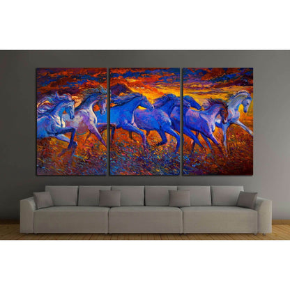 Oil painting. Running horses №2800 Ready to Hang Canvas Print - Zellart Canvas Prints ALL_Products, Horses, s-2800