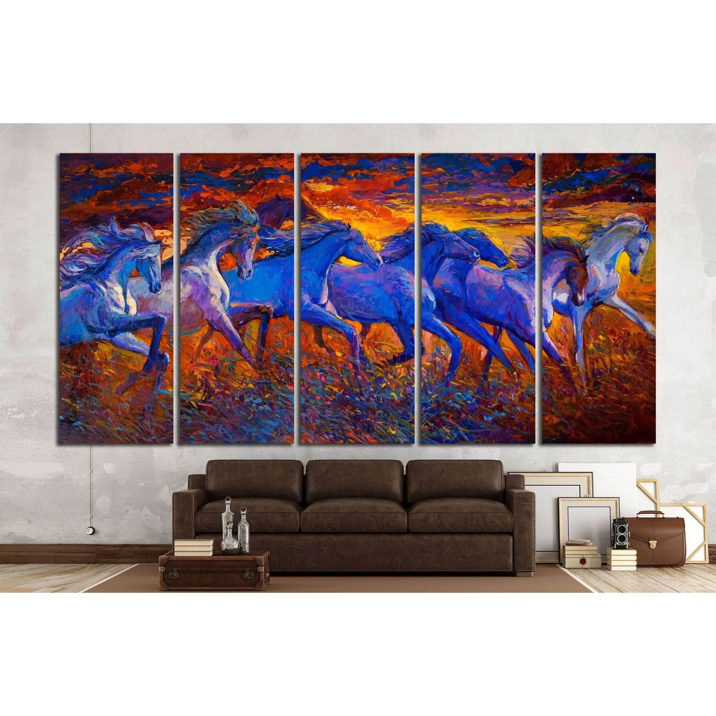 Oil painting. Running horses №2800 Ready to Hang Canvas Print - Zellart Canvas Prints ALL_Products, Horses, s-2800