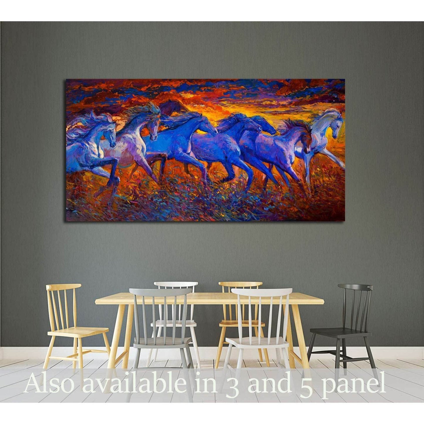 Oil painting. Running horses №2800 Ready to Hang Canvas Print - Zellart Canvas Prints ALL_Products, Horses, s-2800