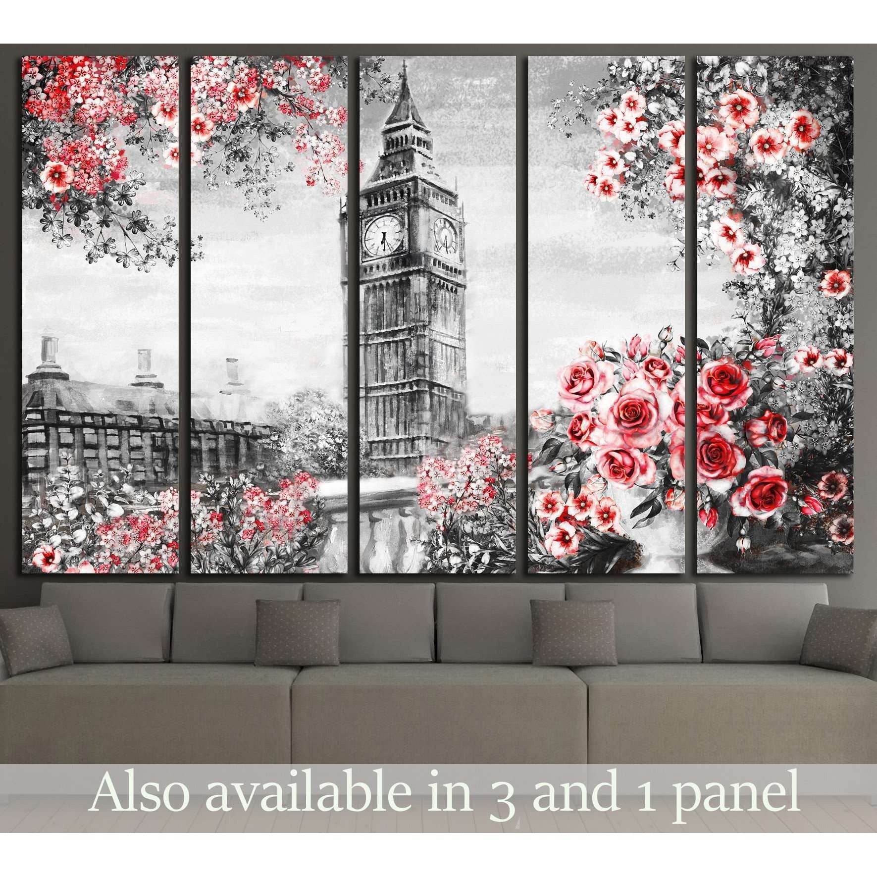 Oil Painting, summer in London, flower rose and leaf №2093 Ready to Hang Canvas Print