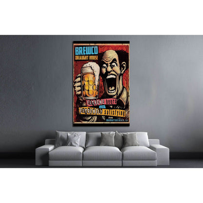 old beer quadro №3470 Ready to Hang Canvas Print - Zellart Canvas Prints ALL_Products, Beer, s-3470
