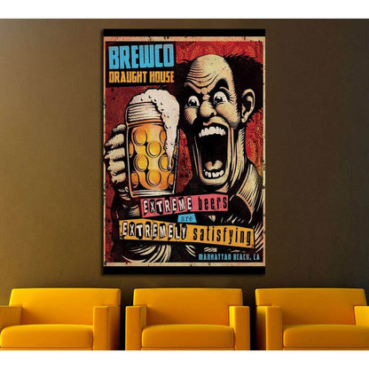 old beer quadro №3470 Ready to Hang Canvas Print - Zellart Canvas Prints ALL_Products, Beer, s-3470