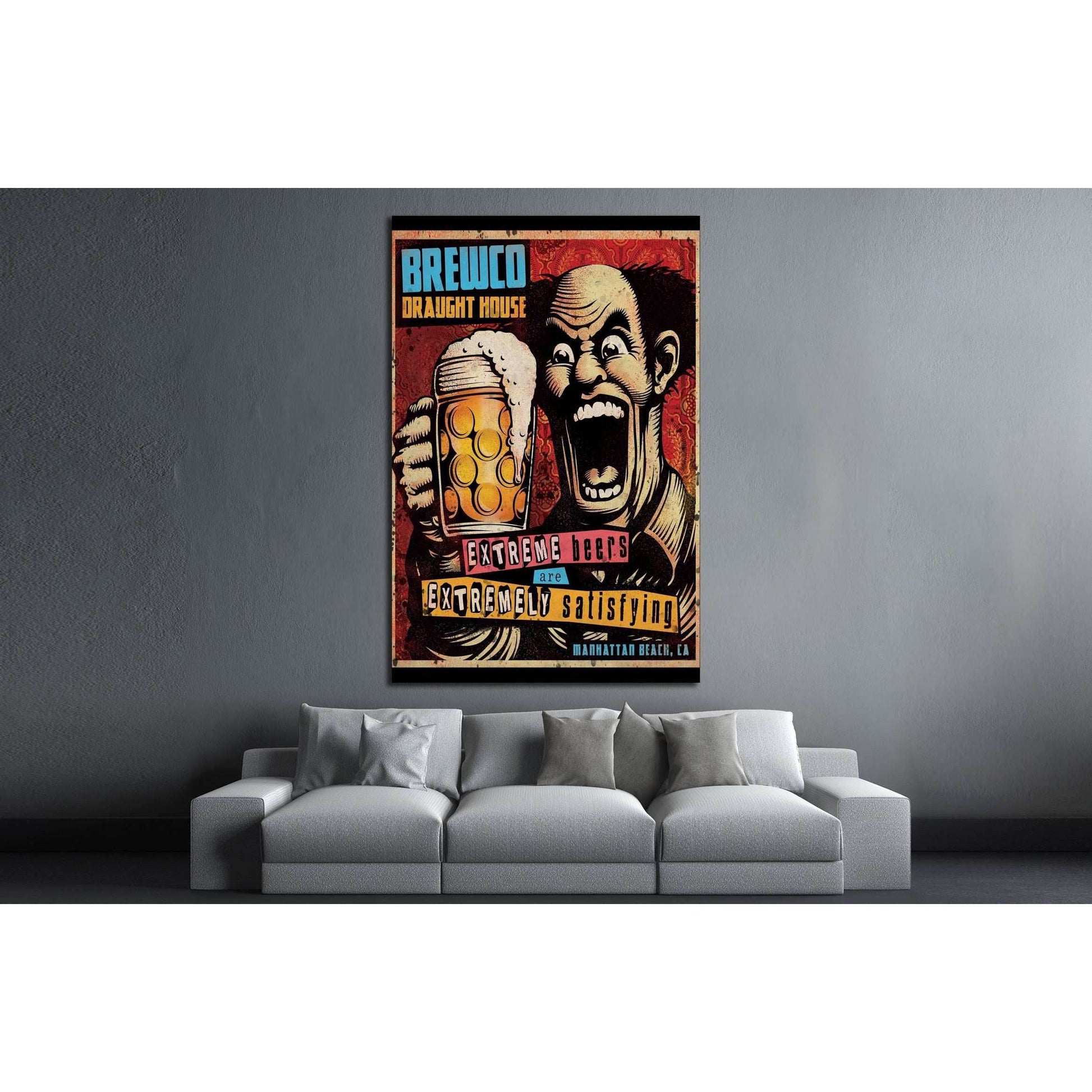 old beer quadro №3470 Ready to Hang Canvas Print - Zellart Canvas Prints ALL_Products, Beer, s-3470