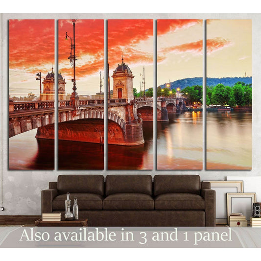 Old Bridge Legii from the waterfront of the Vltava River.Prague.Czech Republic №3032 Ready to Hang Canvas Print - Zellart Canvas Prints ALL_Products, s-3032