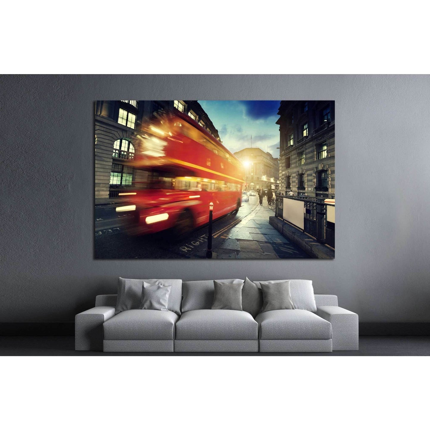 old bus on street of London №792 Ready to Hang Canvas Print - Zellart Canvas Prints ALL_Products, s-792