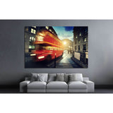 old bus on street of London №792 Ready to Hang Canvas Print