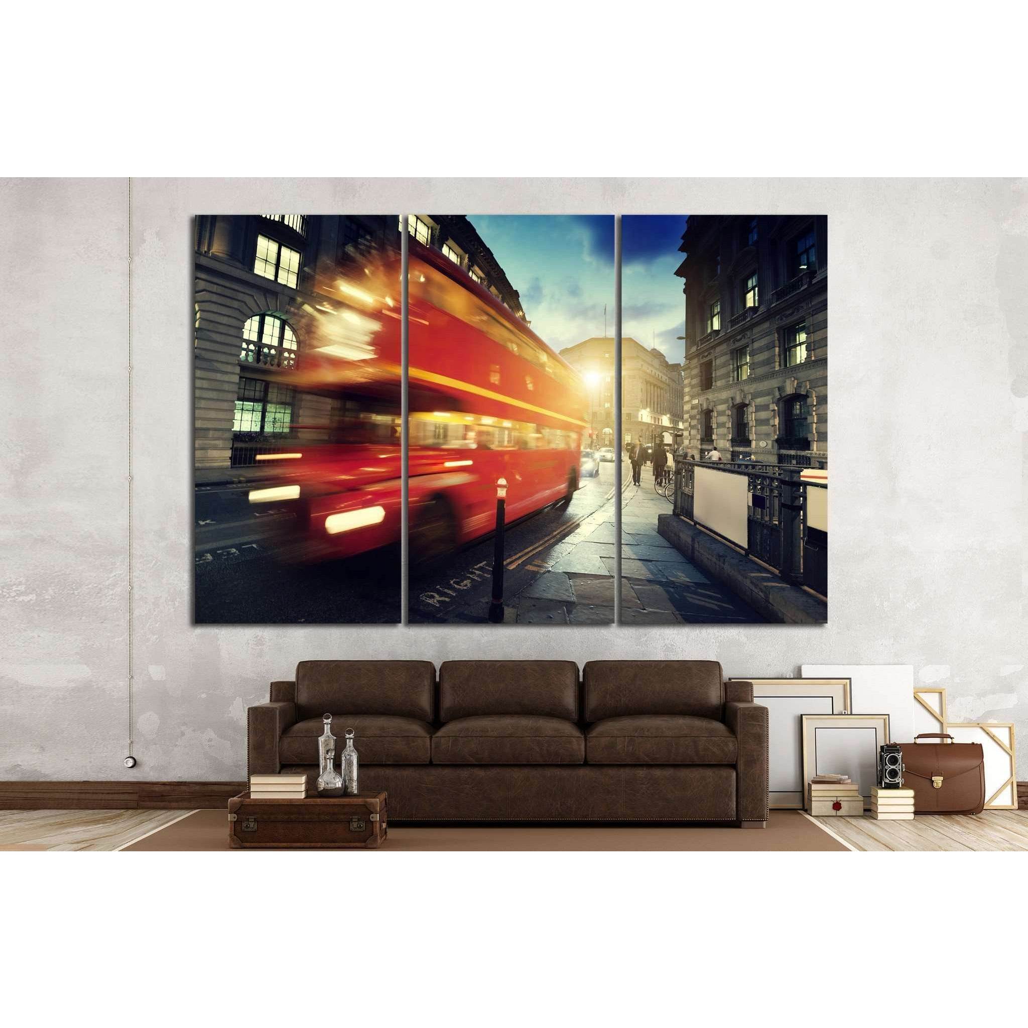 old bus on street of London №792 Ready to Hang Canvas Print