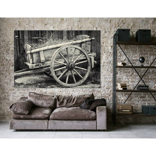 Old Cart At A Farm №04226 Ready to Hang Canvas Print - Zellart Canvas Prints ALL_Products