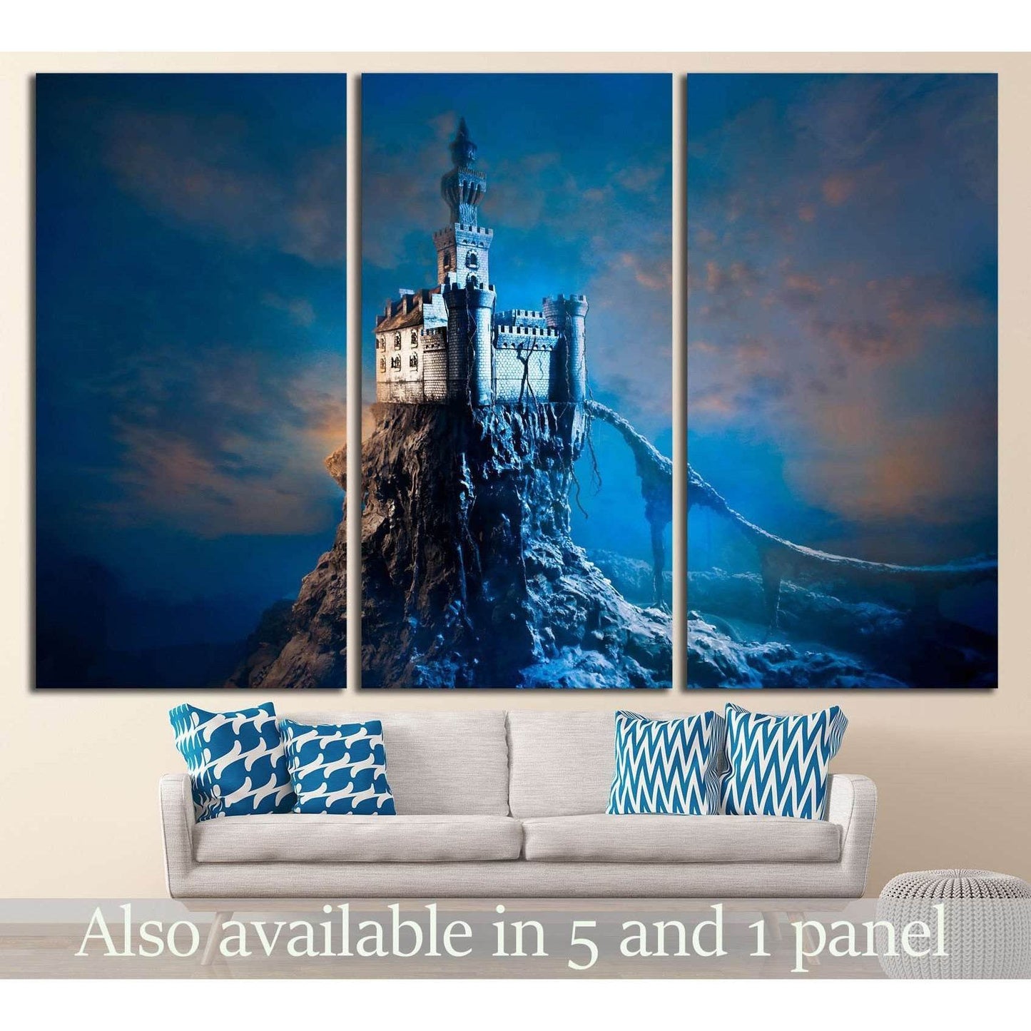 Old castle on the hill №713 Ready to Hang Canvas Print - Zellart Canvas Prints ALL_Products, s-713