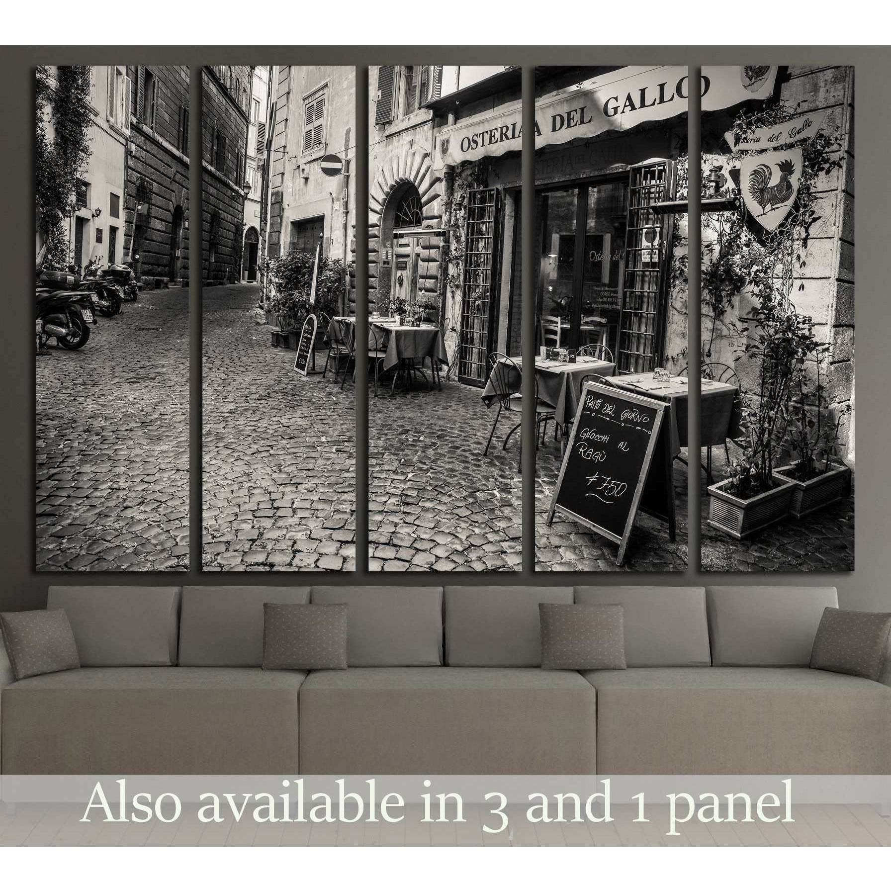 old cobbled street in the heart of Rome with its traditional Osteria type restaurants №3034 Ready to Hang Canvas PrintCanvas art arrives ready to hang, with hanging accessories included and no additional framing required. Every canvas print is hand-crafte