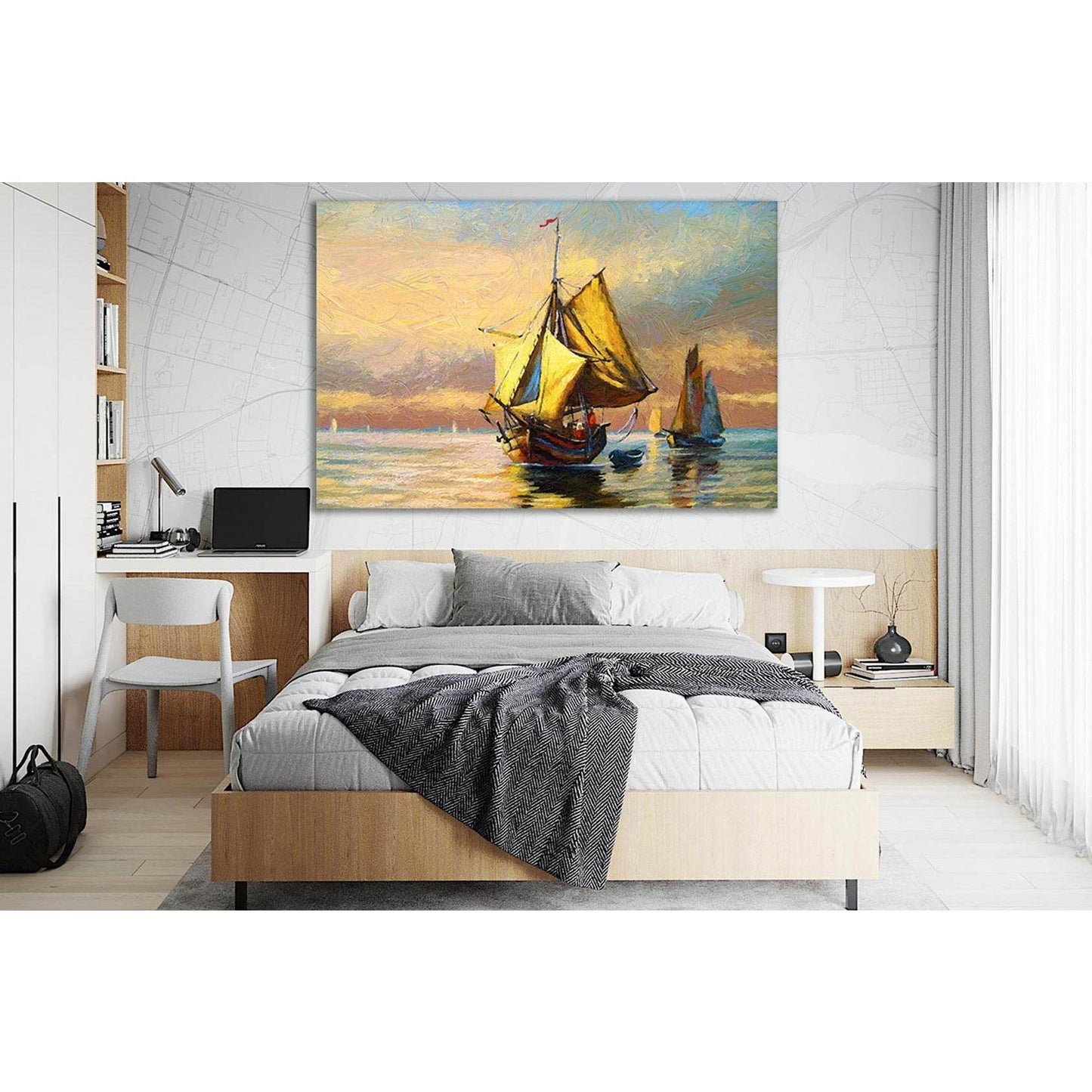 Old Ship On The Sea №SL606 Ready to Hang Canvas Print - Zellart Canvas Prints 0new, ALL_Products, Oil Painting Wall Art