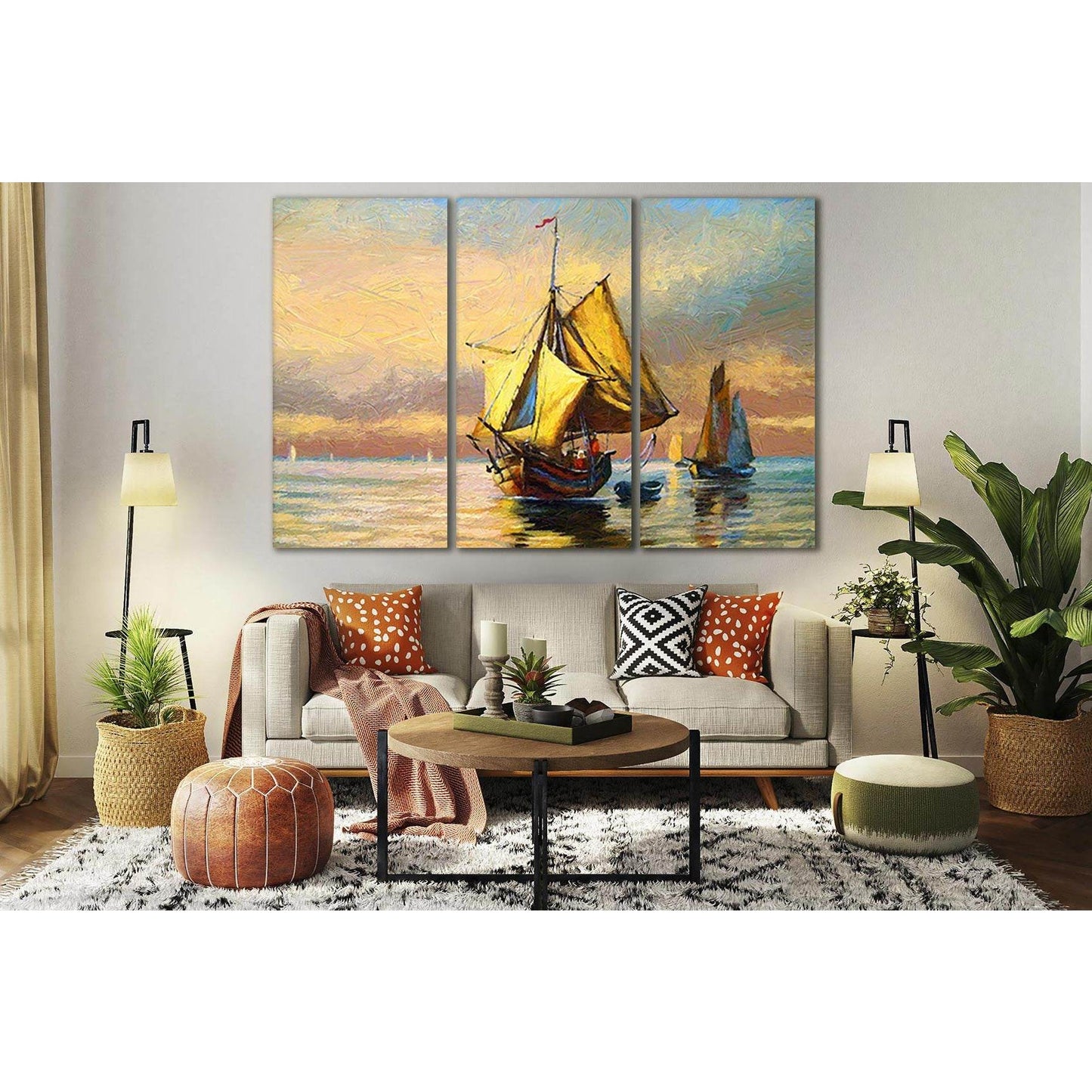 Old Ship On The Sea №SL606 Ready to Hang Canvas Print - Zellart Canvas Prints 0new, ALL_Products, Oil Painting Wall Art