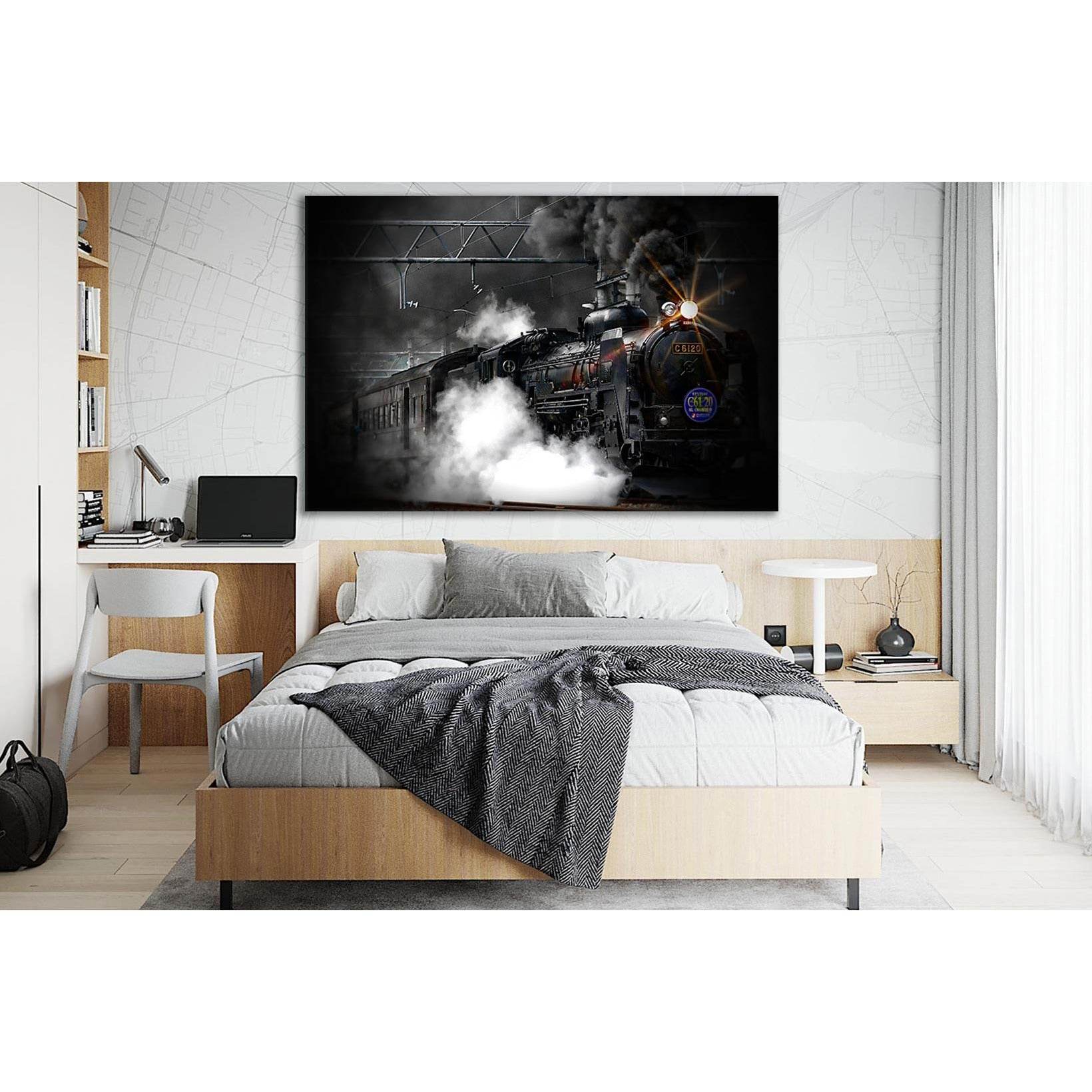 Old Steam Train №SL750 Ready to Hang Canvas Print - Zellart Canvas Prints 0new, ALL_Products, Engine, Engines Wall Art