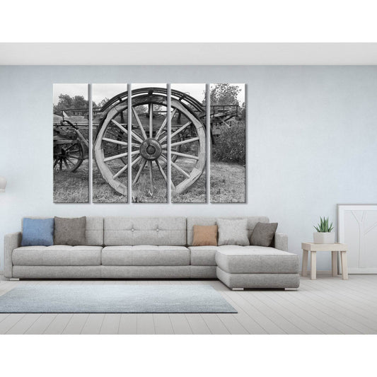 Old Wooden Wheels On The Farm 1/3/5 №04225 Ready to Hang Canvas Print - Zellart Canvas Prints ALL_Products