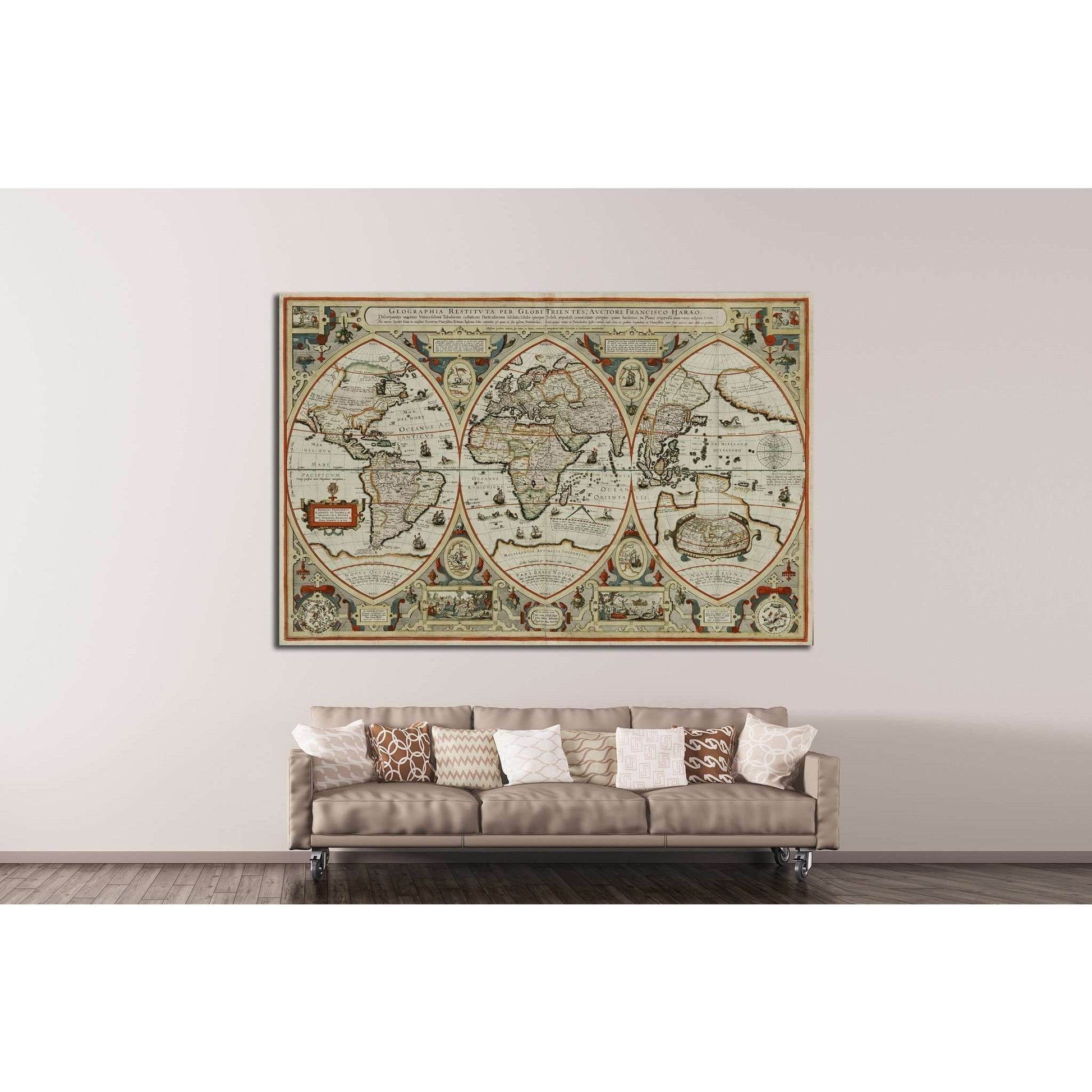 Old World map №1457 Ready to Hang Canvas Print - Zellart Canvas Prints ALL_Products, s-1457