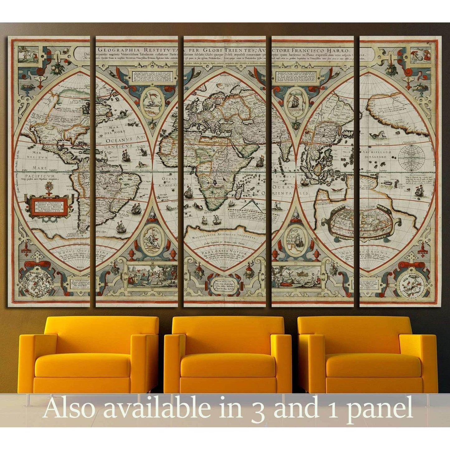 Old World map №1457 Ready to Hang Canvas Print - Zellart Canvas Prints ALL_Products, s-1457
