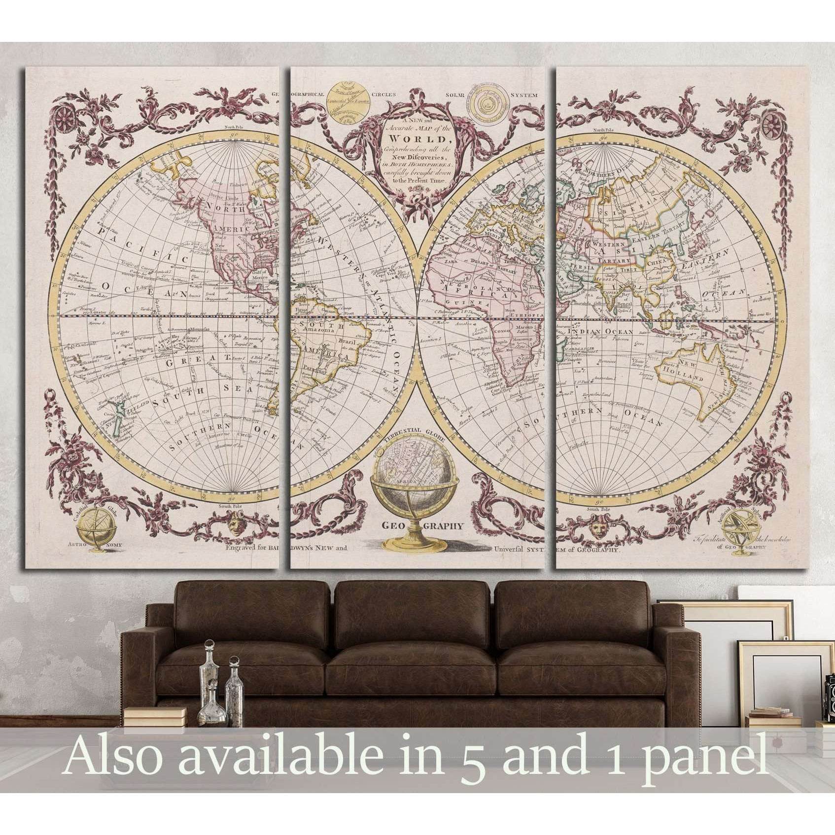Old World Map №1470 Ready to Hang Canvas Print - Zellart Canvas Prints ALL_Products, s-1470