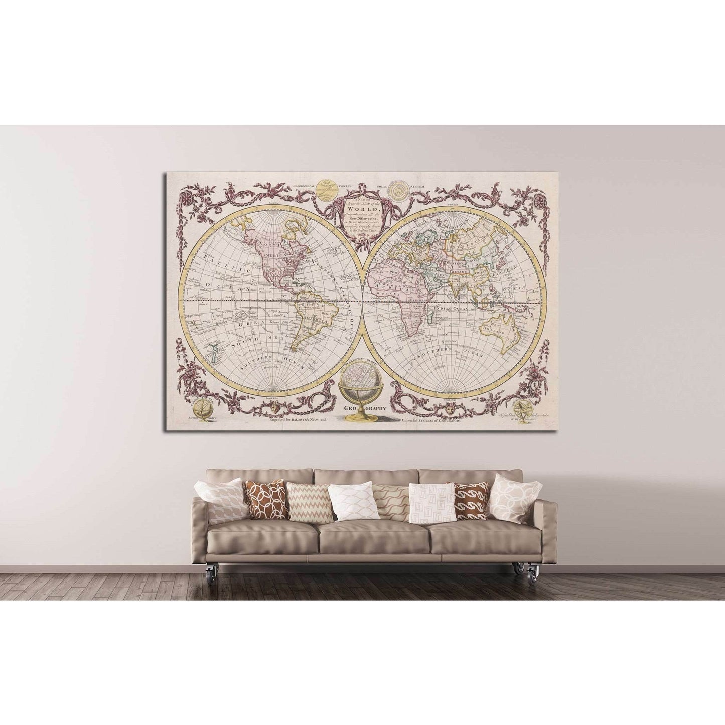 Old World Map №1470 Ready to Hang Canvas Print - Zellart Canvas Prints ALL_Products, s-1470