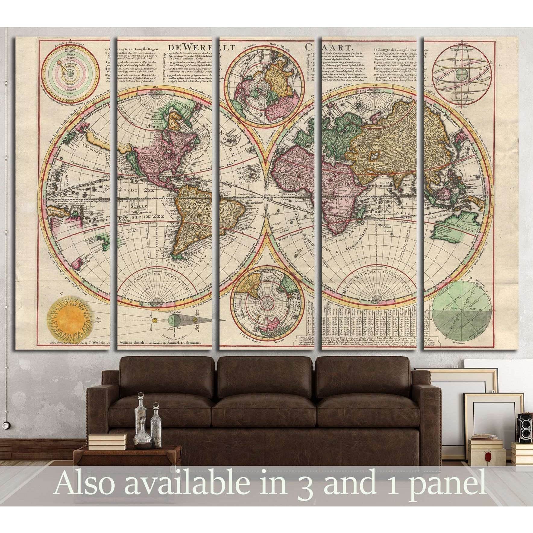 Old World Map №1472 Ready to Hang Canvas Print - Zellart Canvas Prints ALL_Products, s-1472