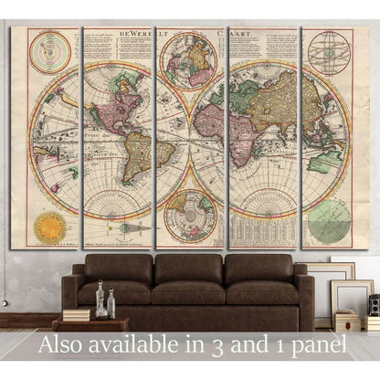 Old World Map №1472 Ready to Hang Canvas Print - Zellart Canvas Prints ALL_Products, s-1472