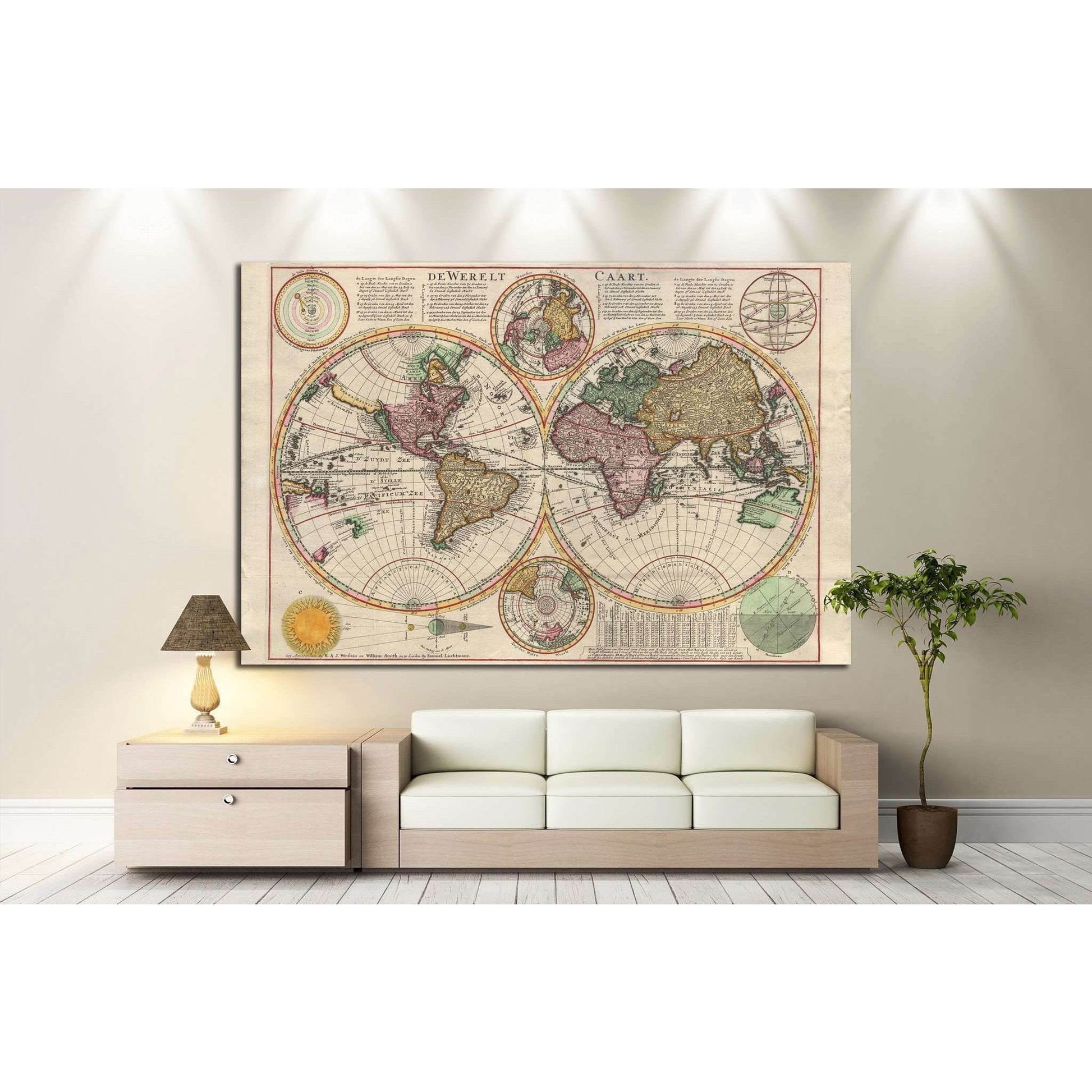 Old World Map №1472 Ready to Hang Canvas Print - Zellart Canvas Prints ALL_Products, s-1472